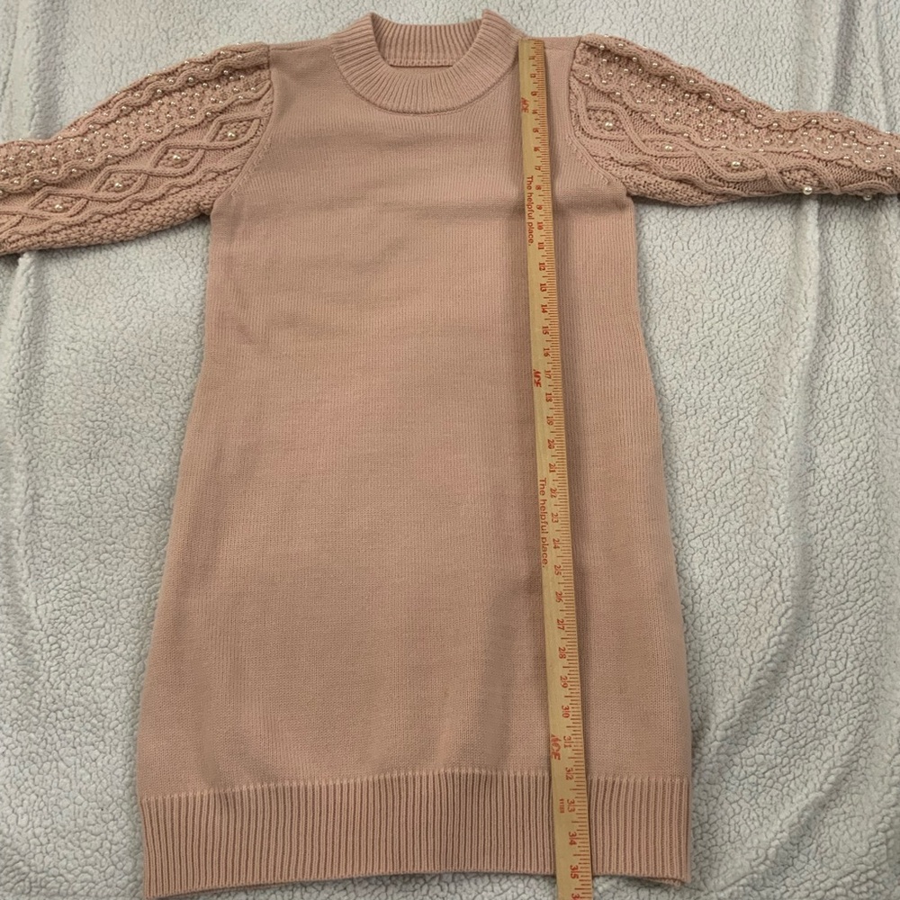 Eliza J Faux Pearl Knit Sweater Dress Size Large Blush Pink Classic Preppy New - Picture 10 of 11